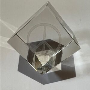 Glass Peace Sign Paperweight